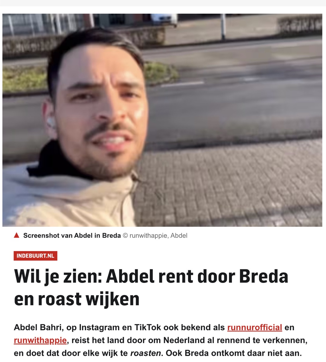 Artikel over de Wijkrun in Breda