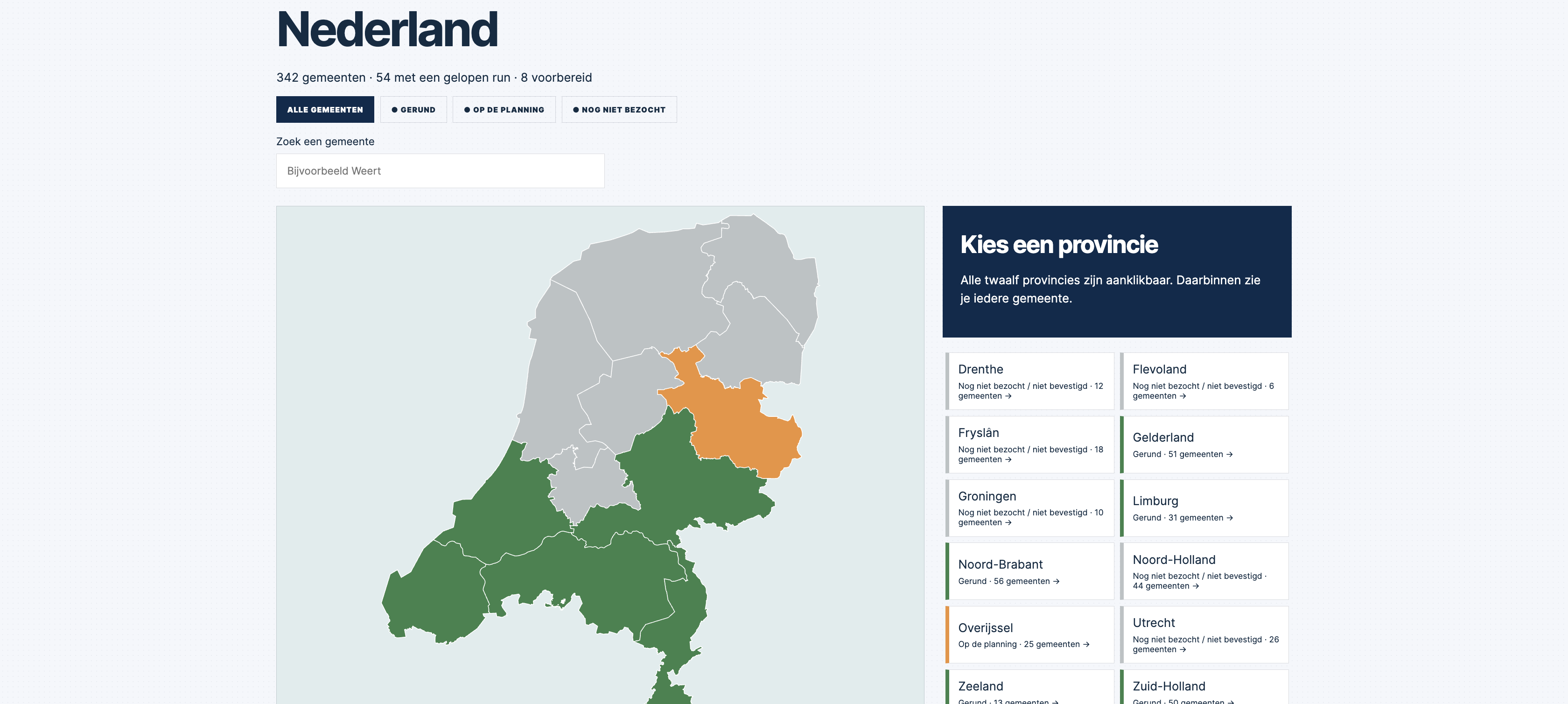 Voorbeeld van de interactieve runkaart van Nederland